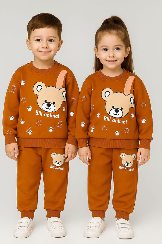 bear printed  kids suit for winter - M.H fashion