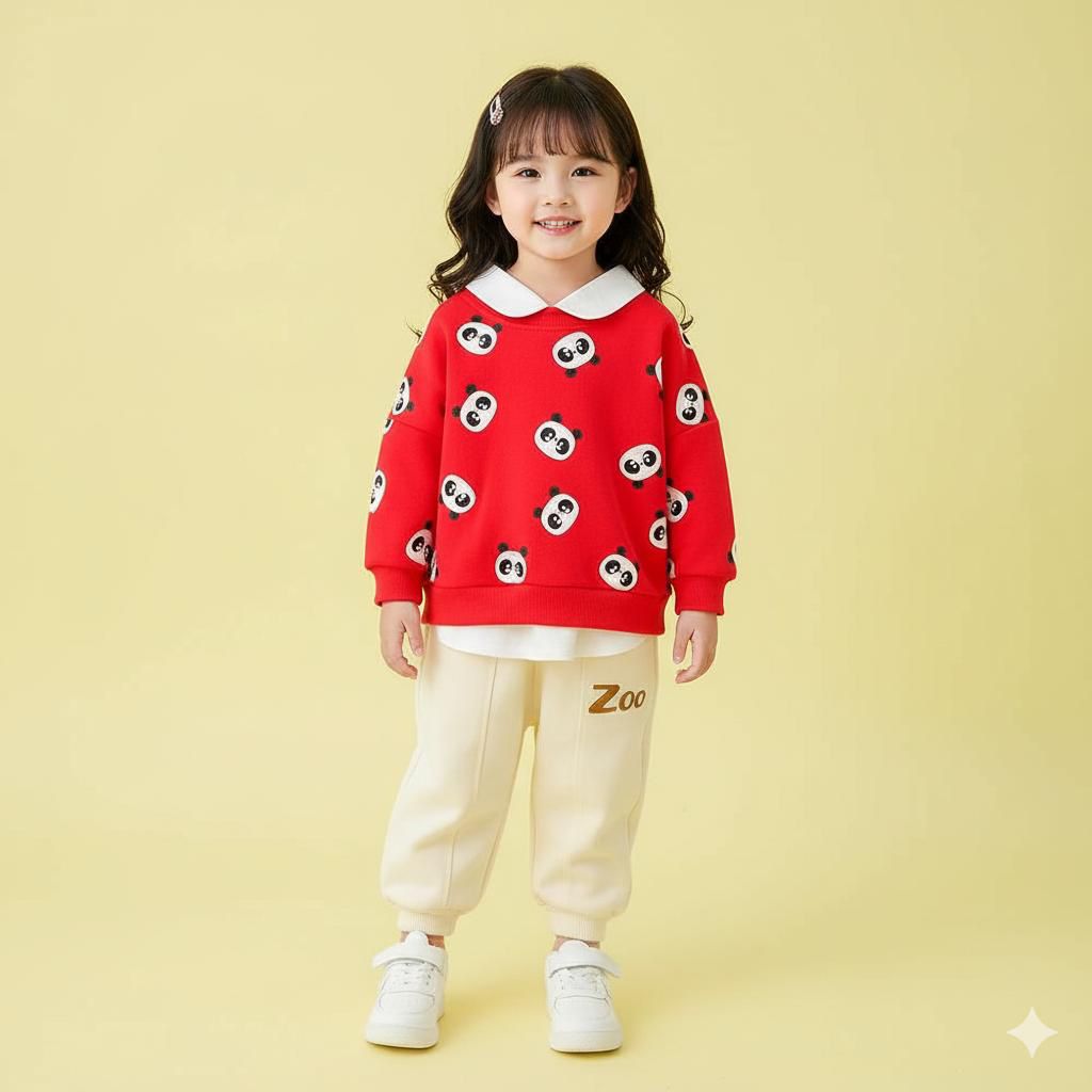 red panda  printed  kids suit for winter - M.H fashion