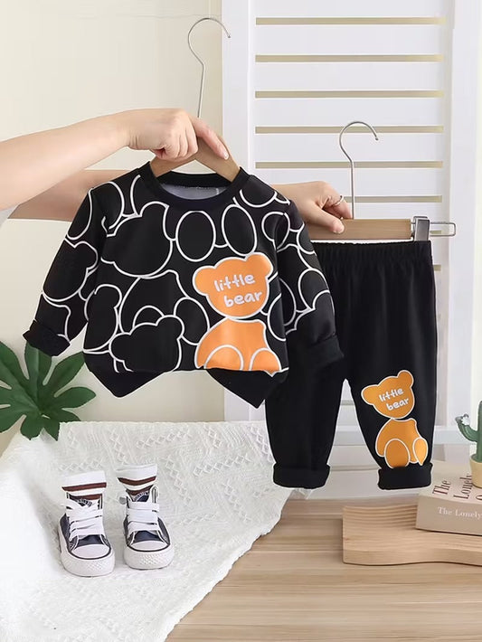 black bears printed  kids suit for winter - M.H fashion
