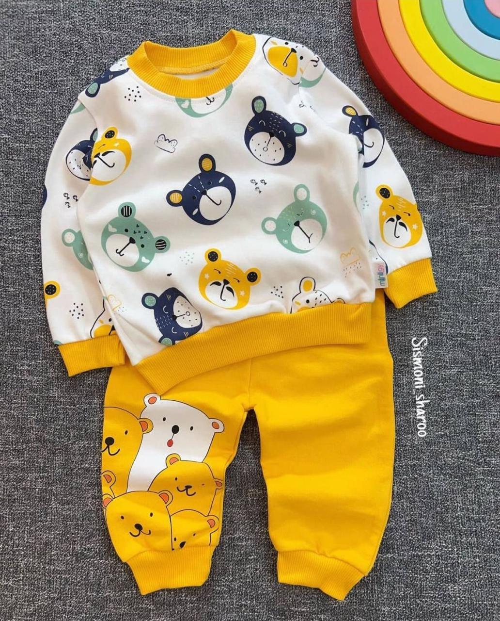 yellow pandas printed  kids suit for winter - M.H fashion