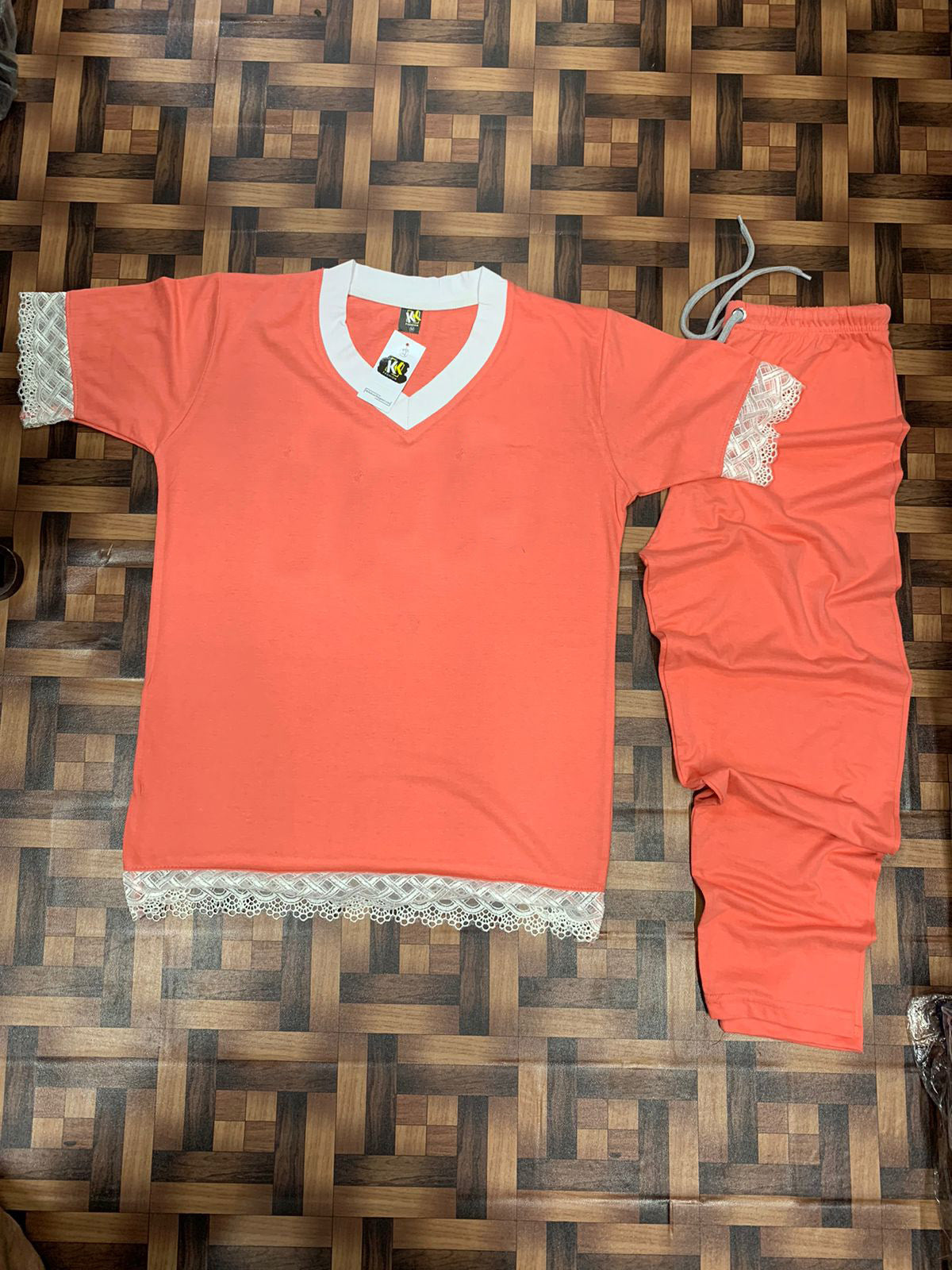 pink decent design  night suit in premium fabric cotton jarsy - M.H fashion 