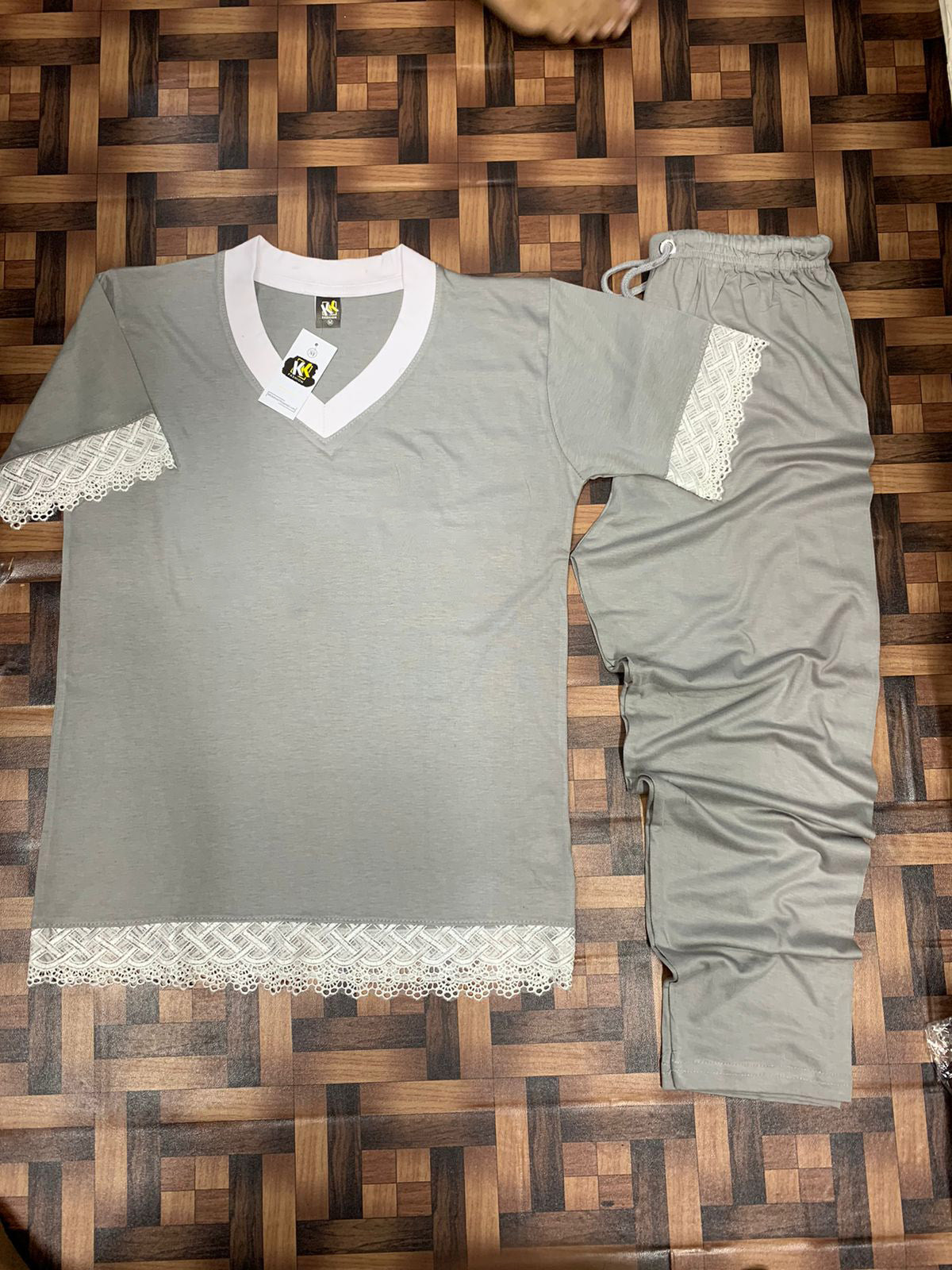 grey decent design  night suit in premium fabric cotton jarsy - M.H fashion 